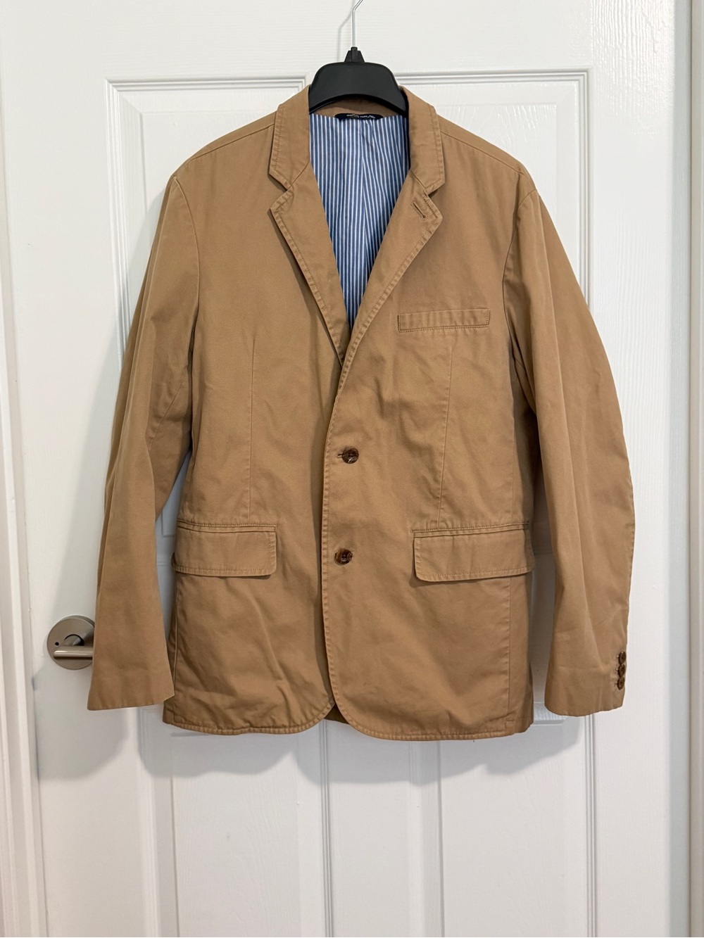 GAP Menโs M Tan 100% Cotton Blazer Jacket Khaki Casual Two Button Preppy